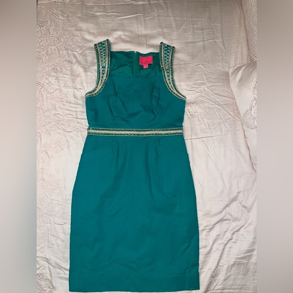 NWOT Lilly Pulitzer Dana Stretch Sheath Dress in Emerald Isle - Picture 5 of 11